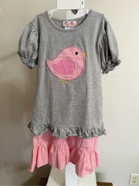 Smock Monkey Bird Appliqué Outfit
